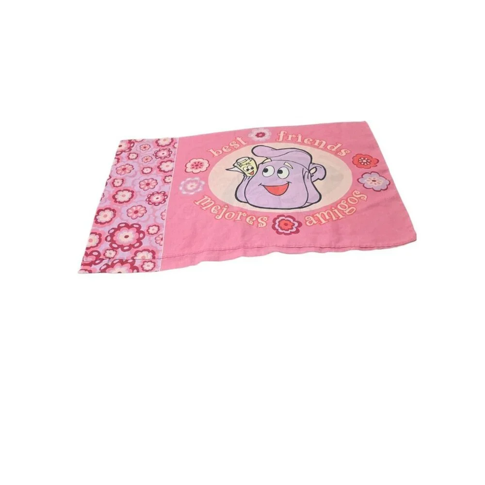 Dora the Explorer Pillowcase Standard Size Pink Boots Best Friends Vintage 2002